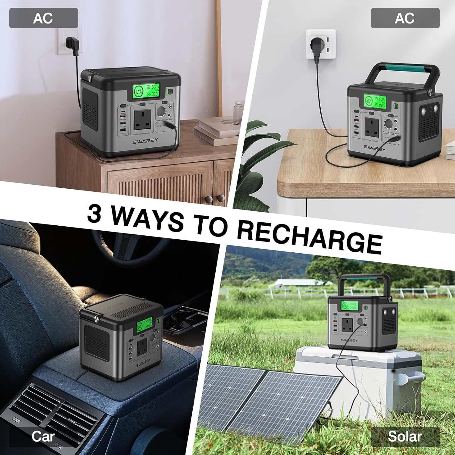 Buy SWAREY,SWAREY S500 Portable Power Station – 518Wh / 500W (1000W Surge) - Gadcet UK | UK | London | Scotland | Wales| Near Me | Cheap | Pay In 3 | Power Stations